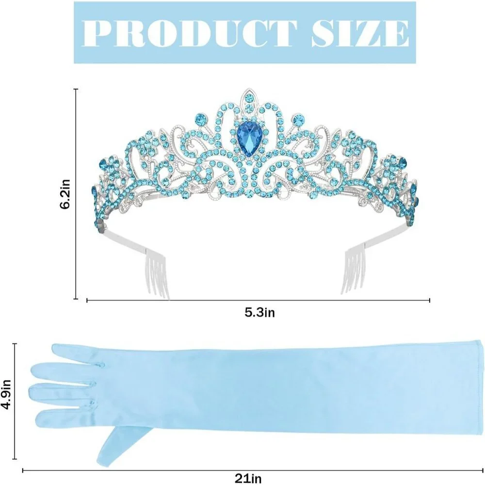 Satin Gloves and Crystal Tiara Set Elegant Wedding Bridal Accessories